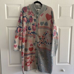 Coldwater‎ Creek Long Line Knit Cardigan Sweater XL Indie Bloomcore Boho Novelty